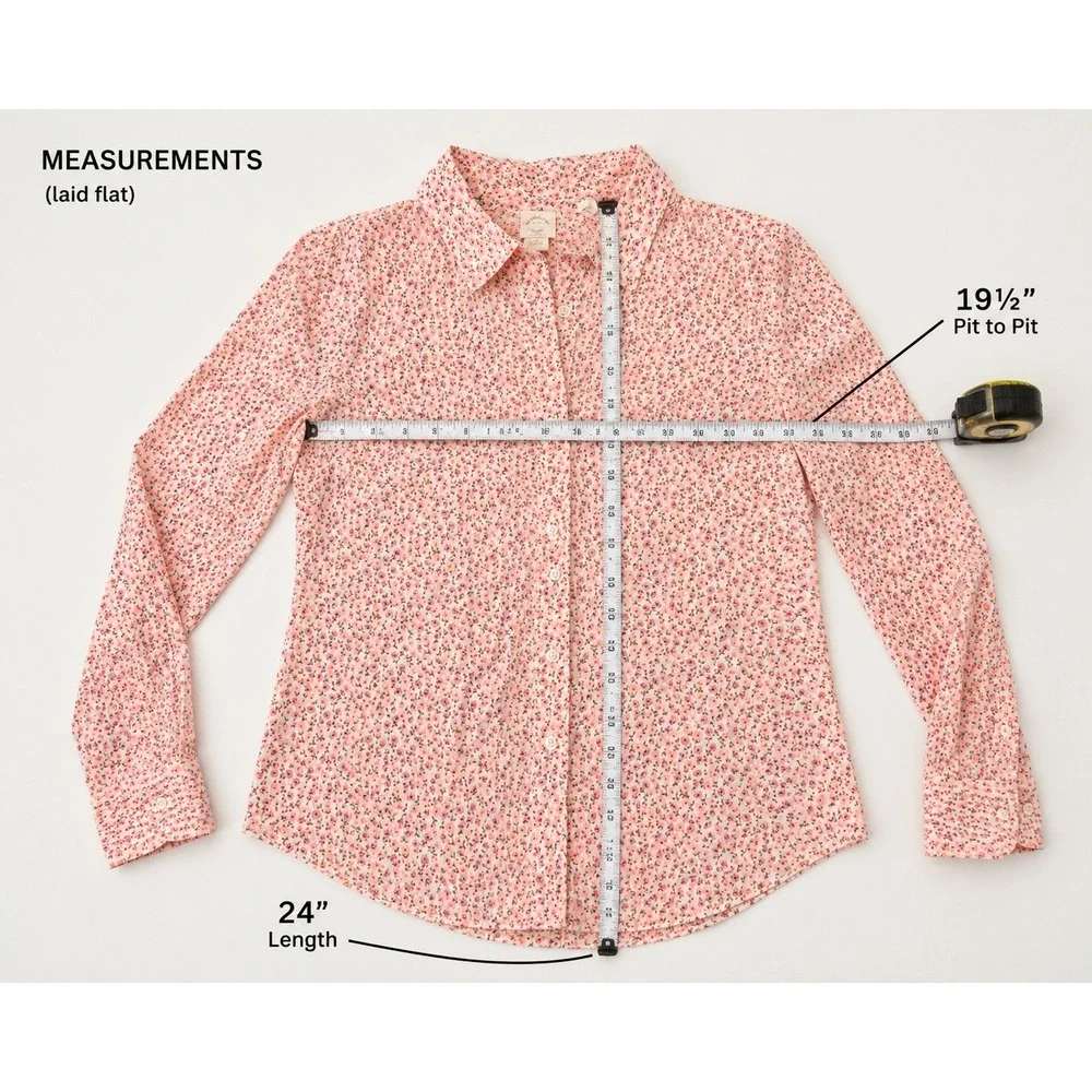 J Crew Perfect Womens Top Size 2 White Pink Floral Button Down Cotton Shirt